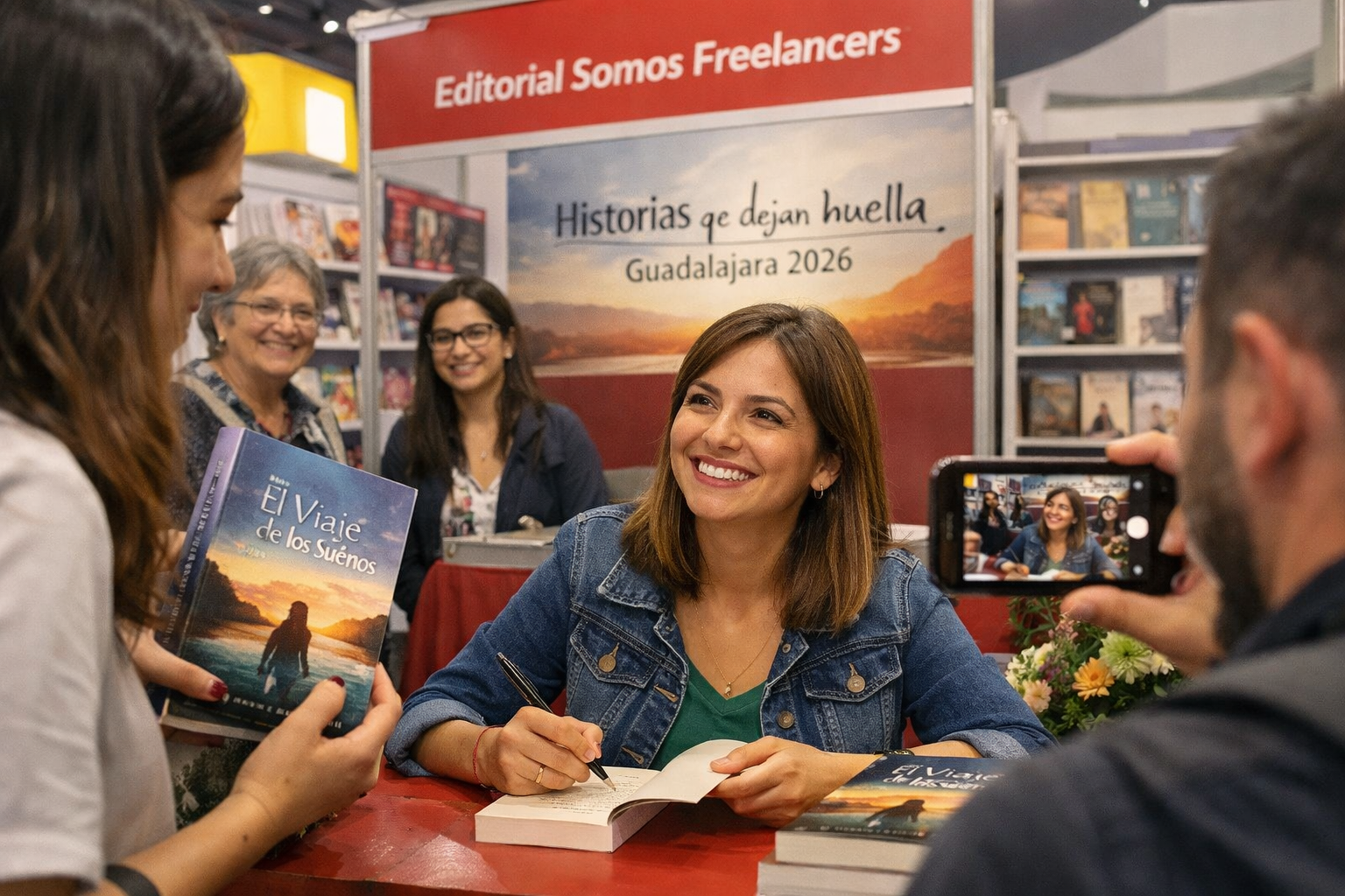 Autora firmando libros en la Feria Internacional del Libro de Guadalajara